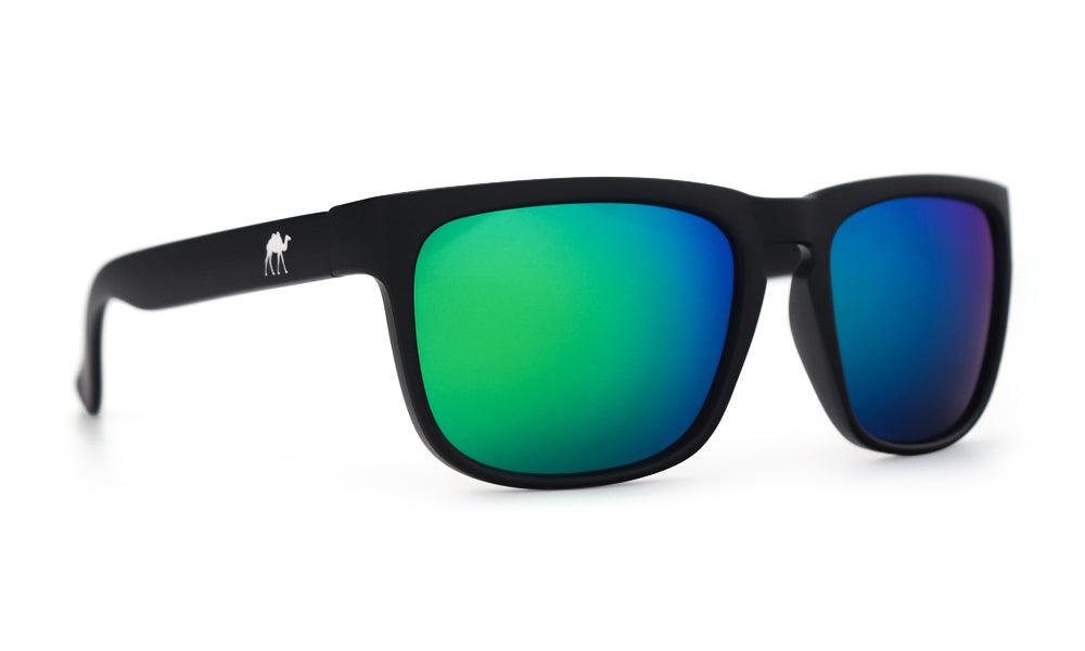 Polarized Sunglasses | Blackjack - Seafoam Mirror | Black Frame | by Humps Optics
